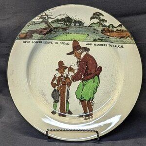 1902 Royal Doulton Plate Golfer + Caddy Image "Every Dog Has His Day" Golfing